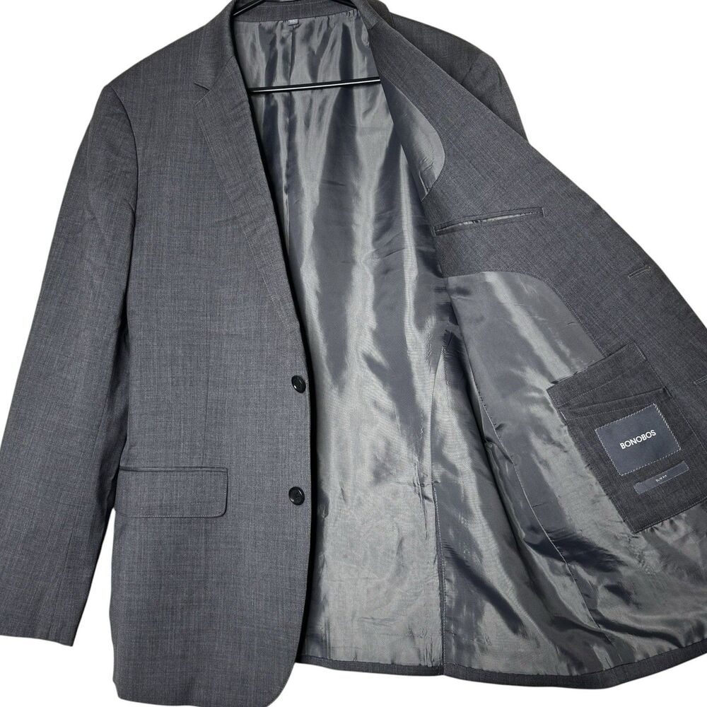 BONOBOS SLIM FIT JETSETTER Mens 42R Jacket 38x29 Pant Gray Wool 2 Piece Suit EUC - Picture 5 of 13
